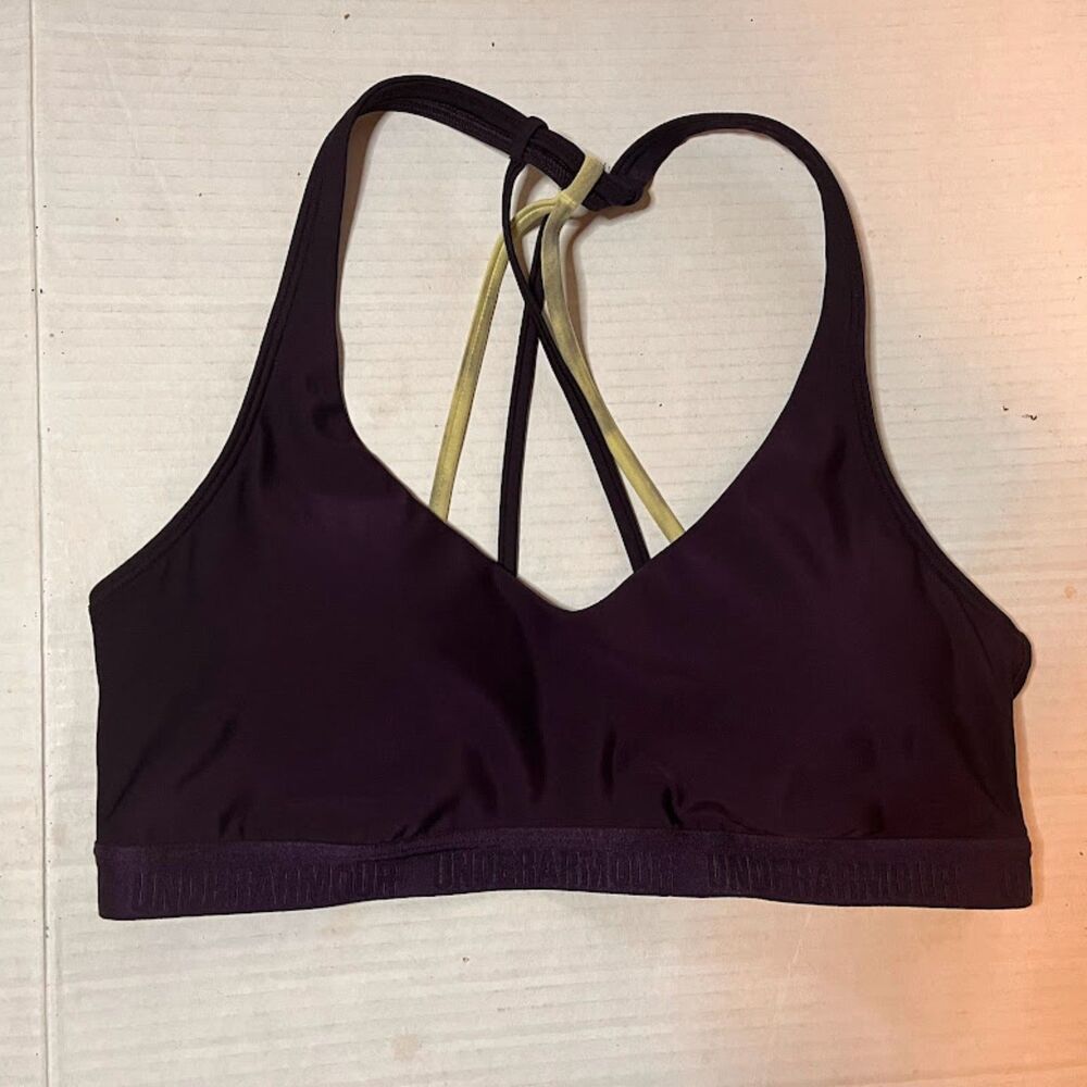 Under Armour Bra S Sports Purple Racerback Activewear Athleisure Athletic *SEE